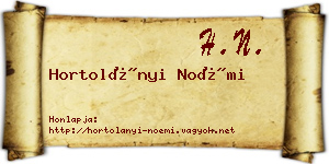 Hortolányi Noémi névjegykártya